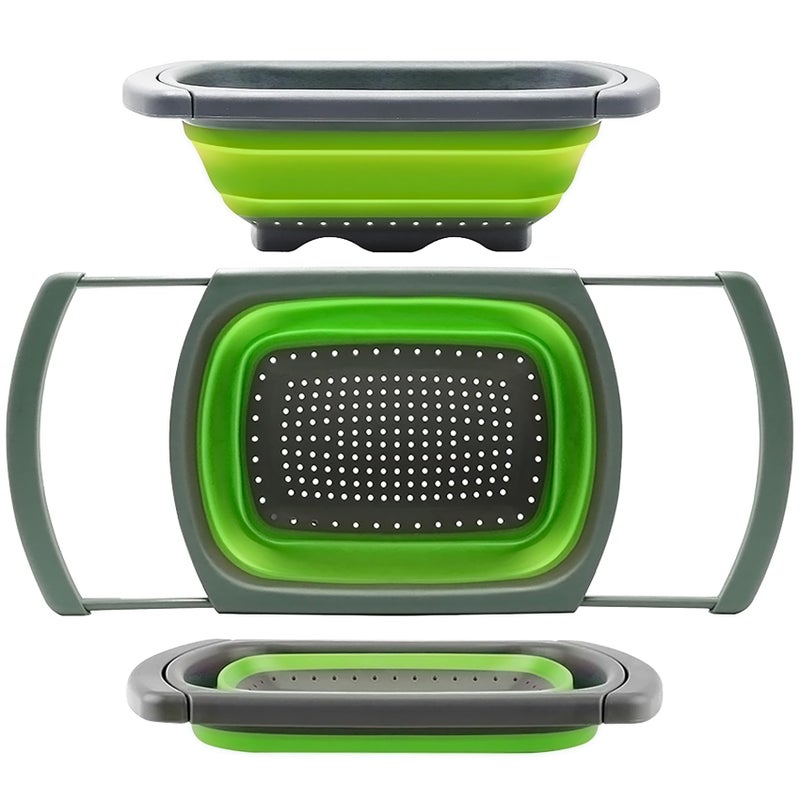 Qimh Colander Collapsible, Colander Strainer Over the Sink Food Colanders Strainers with Extendable Handles, 6-Quart, Dishwasher-Safe Kitchen Folding Strainer for Pasta, Veggies and Fruits - Image 1